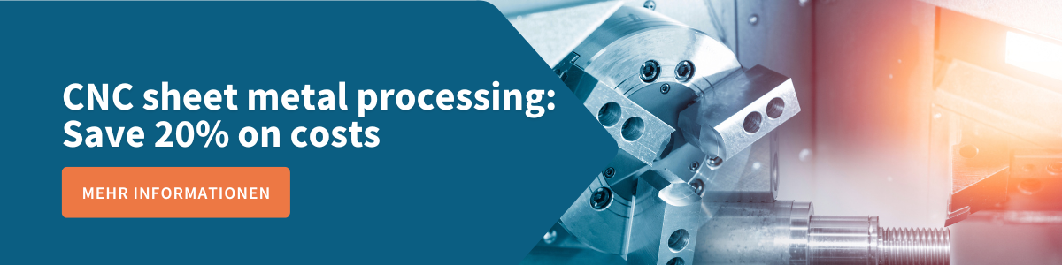 Bannière avec texte "Usinage de tôles CNC en ligne : 20% Réduction des coûts